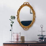 Mirrors: Oval Antique Gold 25 x 38 cm Vintage Carved Hanging Wall Mirror for Bedroom and Living-Room