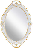 Mirrors: Oval Antique White 25 x 38 cm Vintage Carved Hanging Wall Mirror for Bedroom and Living-Room