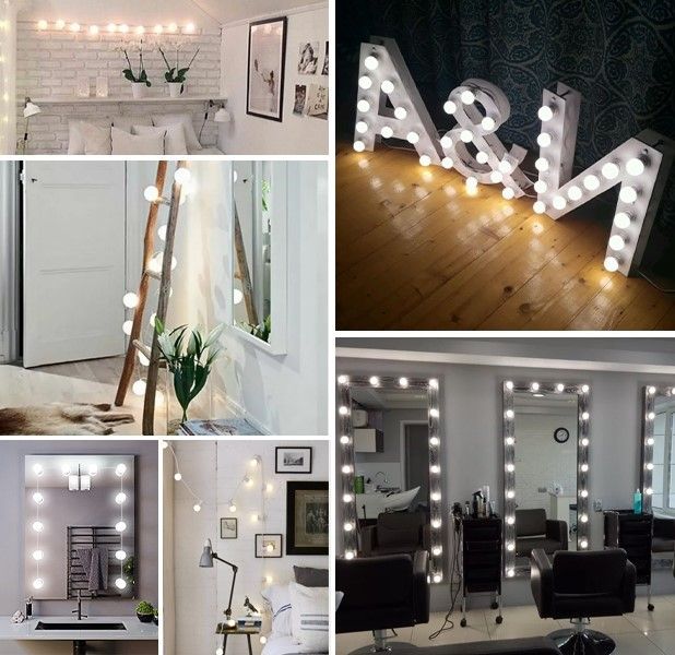 Mirrors: Hollywood Vanity Style LED Makeup Lights Mirror with 3 Color Modes Lights with 10 Dimmable Bulbs (Mirror Not Include)