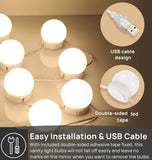 Mirrors: Hollywood Vanity Style LED Makeup Lights Mirror with 3 Color Modes Lights with 10 Dimmable Bulbs (Mirror Not Include)