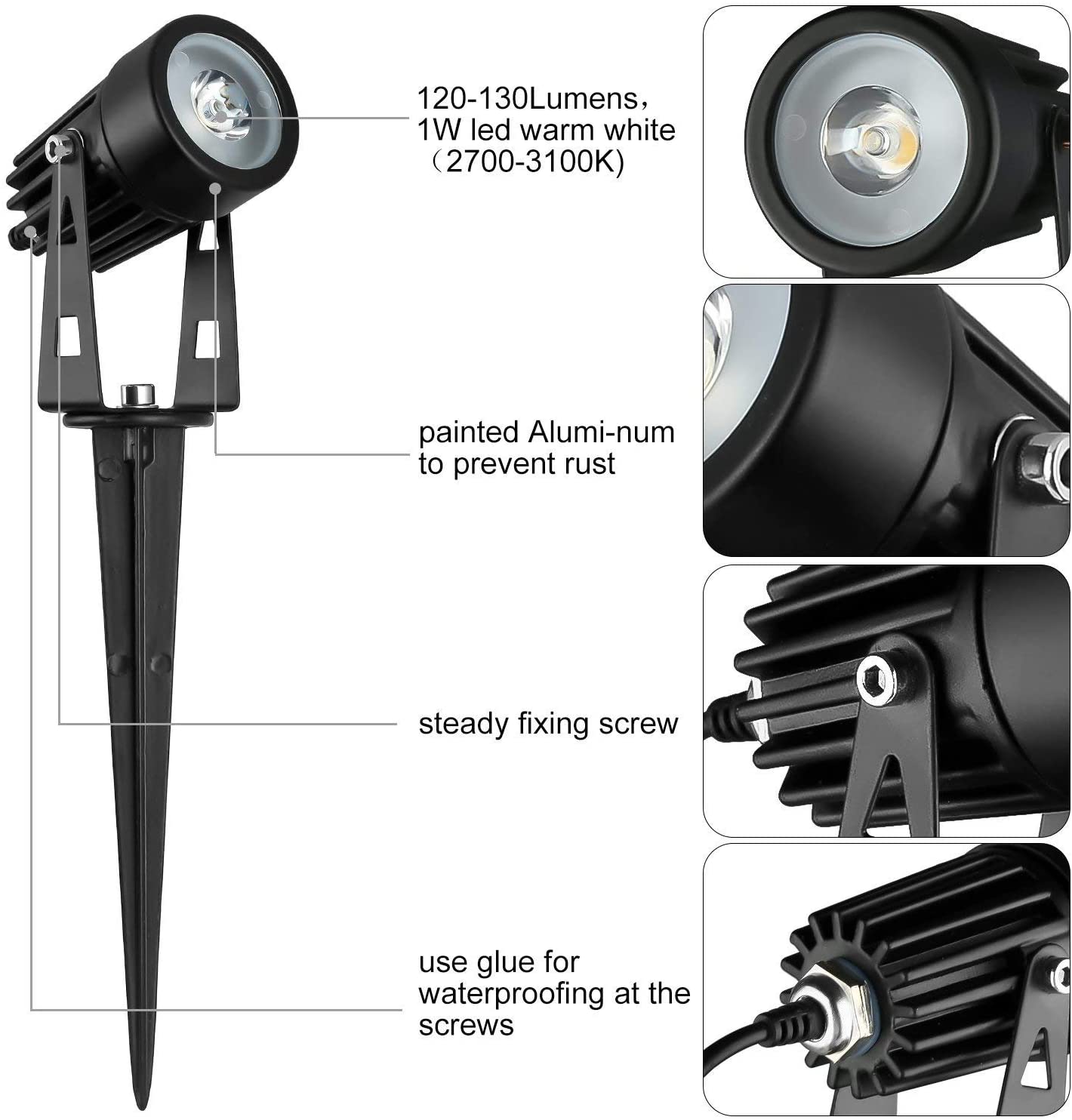 Outdoor Lights: 3 x LED Spotlights Powered Solar Garden Lights Outdoor Waterproof (Warm White)