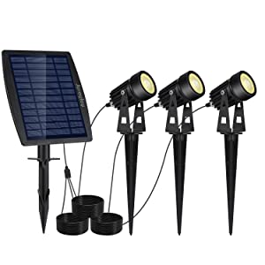 Outdoor Lights: 3 x LED Spotlights Powered Solar Garden Lights Outdoor Waterproof (Warm White)