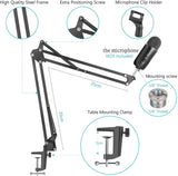 Audio Accessories: Microphone Radio Broadcasting Stand with 3/8"to 5/8" Screw Adapter and Windscreen Pop Filter