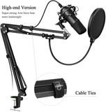 Audio Accessories: Microphone Radio Broadcasting Stand with 3/8"to 5/8" Screw Adapter and Windscreen Pop Filter
