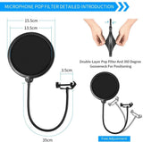 Audio Accessories: Microphone Radio Broadcasting Stand with 3/8"to 5/8" Screw Adapter and Windscreen Pop Filter