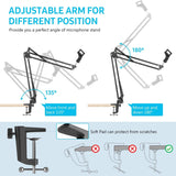 Audio Accessories: Microphone Radio Broadcasting Stand with 3/8"to 5/8" Screw Adapter and Windscreen Pop Filter