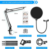 Audio Accessories: Microphone Radio Broadcasting Stand with 3/8"to 5/8" Screw Adapter and Windscreen Pop Filter