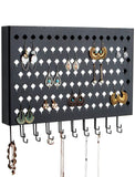 Makeup Organisation & Storage: Wall Mount Earring Jewelry Hanger Organizer Holder with 109 Holes and 19 Hooks (Black)