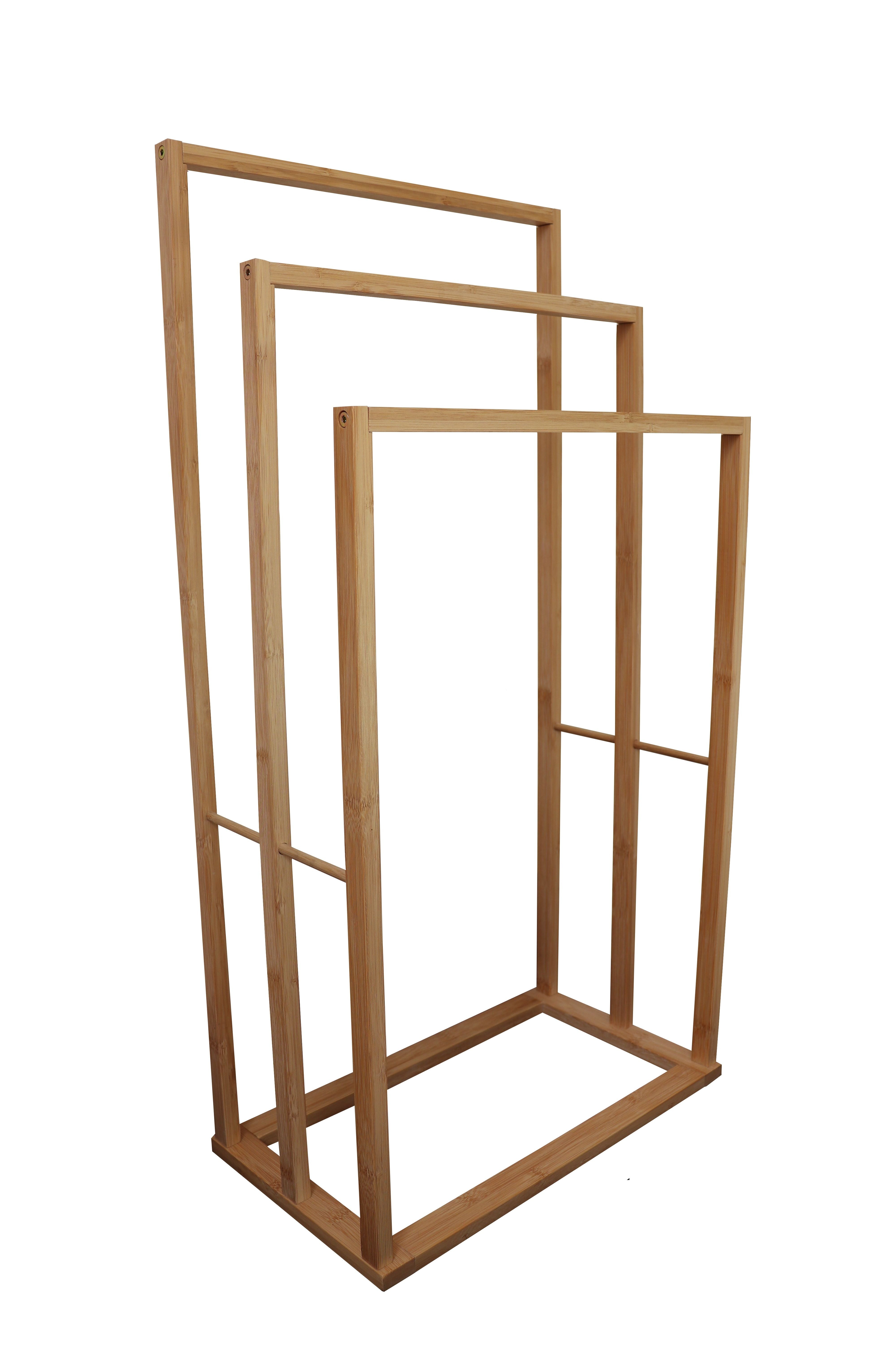 Towel Racks & Holders: Bamboo Towel Bar Holder Rack 3-Tier Freestanding for Bathroom and Bedroom