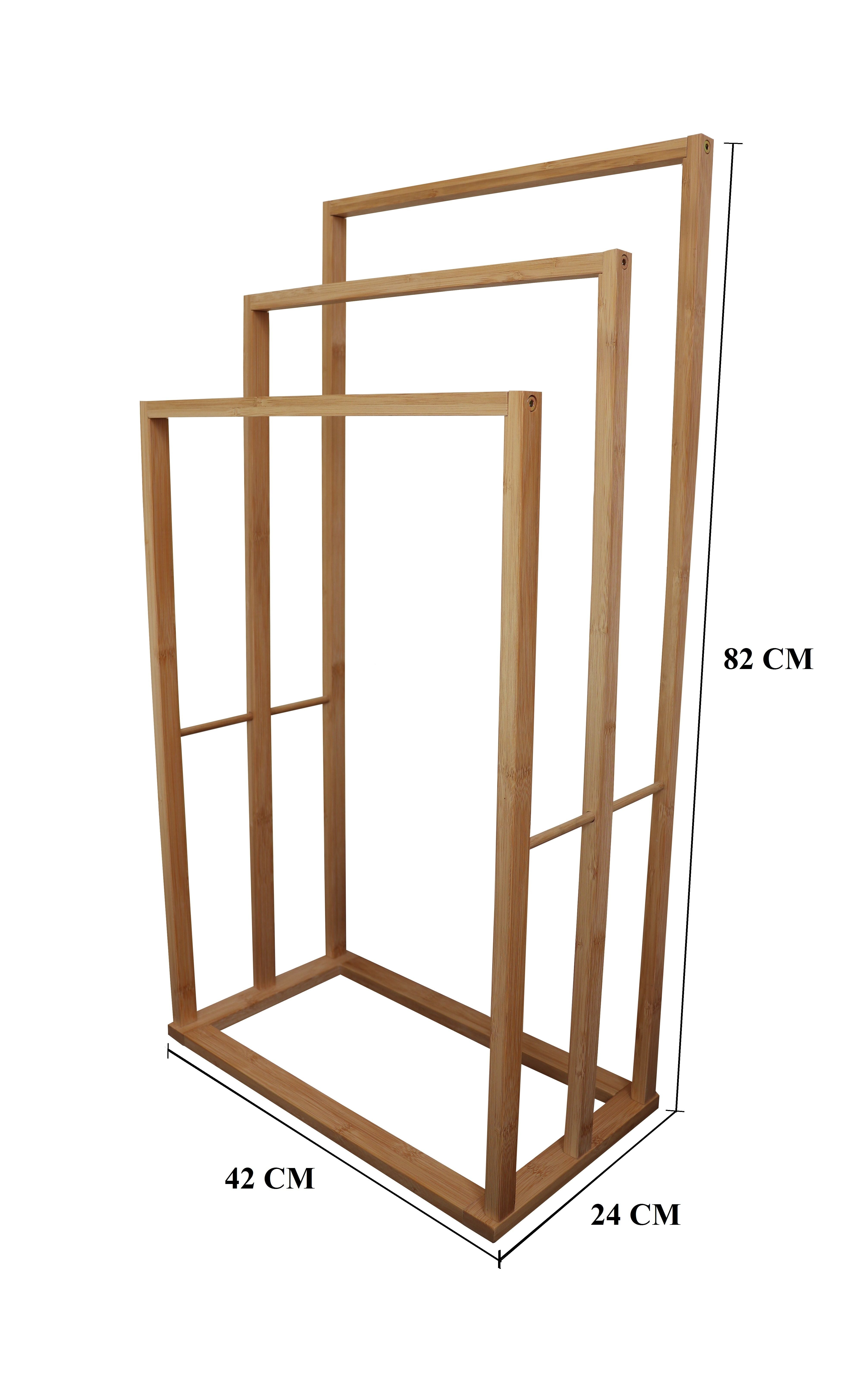 Towel Racks & Holders: Bamboo Towel Bar Holder Rack 3-Tier Freestanding for Bathroom and Bedroom