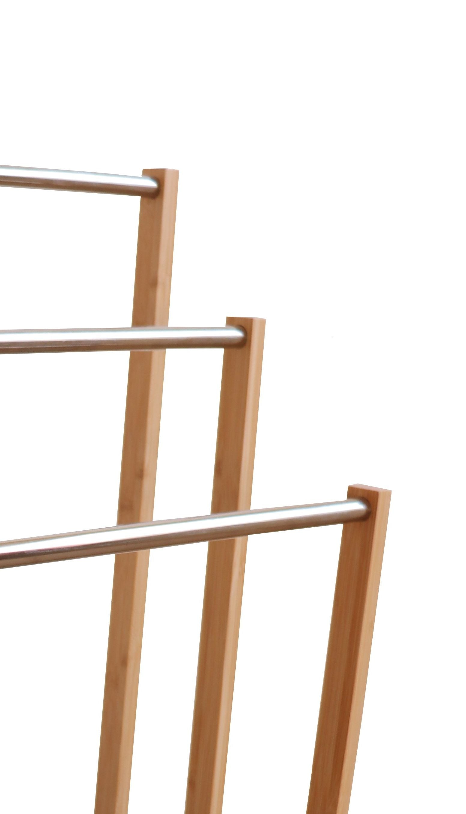 Towel Racks & Holders: Bamboo Towel Bar Metal Holder Rack 3-Tier Freestanding for Bathroom and Bedroom