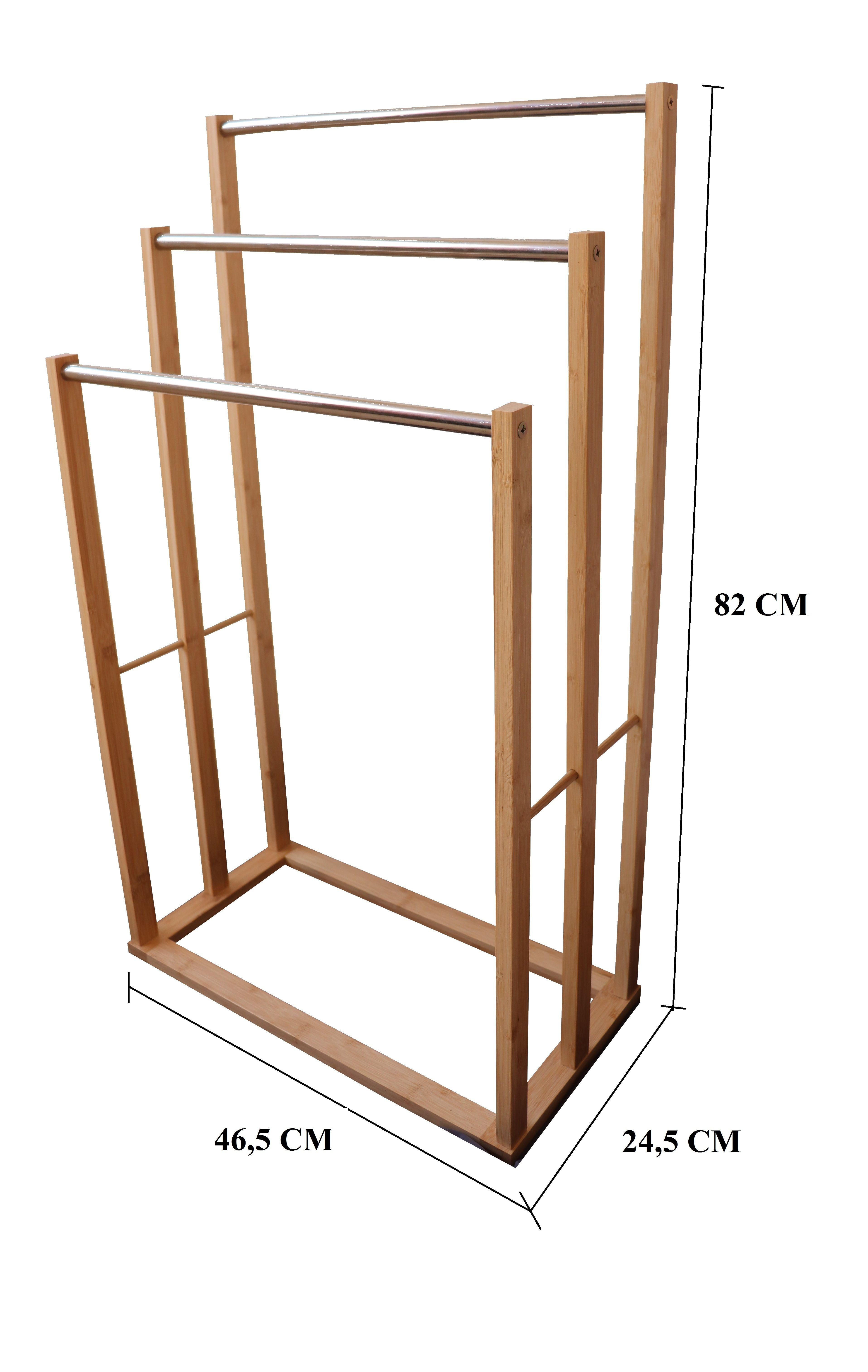 Towel Racks & Holders: Bamboo Towel Bar Metal Holder Rack 3-Tier Freestanding for Bathroom and Bedroom