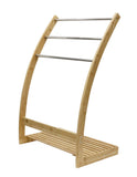 Towel Racks & Holders: Bamboo Towel Bar Metal Holder Rack 3-Tier Freestanding and Bottom shelf for Bathroom