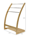 Towel Racks & Holders: Bamboo Towel Bar Metal Holder Rack 3-Tier Freestanding and Bottom shelf for Bathroom