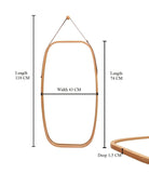 Mirrors: Hanging Full Length Wall Mirror - Solid Bamboo Frame and Adjustable Leather Strap for Bathroom and Bedroom