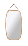 Mirrors: Hanging Full Length Wall Mirror - Solid Bamboo Frame and Adjustable Leather Strap for Bathroom and Bedroom