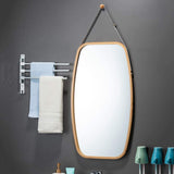 Mirrors: Hanging Full Length Wall Mirror - Solid Bamboo Frame and Adjustable Leather Strap for Bathroom and Bedroom