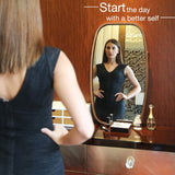 Mirrors: Hanging Full Length Wall Mirror - Solid Bamboo Frame and Adjustable Leather Strap for Bathroom and Bedroom
