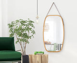 Mirrors: Hanging Full Length Wall Mirror - Solid Bamboo Frame and Adjustable Leather Strap for Bathroom and Bedroom