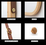 Mirrors: Hanging Full Length Wall Mirror - Solid Bamboo Frame and Adjustable Leather Strap for Bathroom and Bedroom