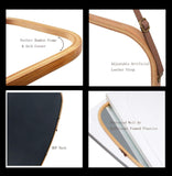 Mirrors: Hanging Full Length Wall Mirror - Solid Bamboo Frame and Adjustable Leather Strap for Bathroom and Bedroom