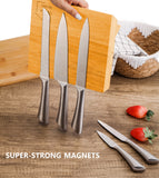 Kitchen Knives: Natural Bamboo Magnetic Knife Block Holder with Strong Magnets for Home Kitchen Storage & Organisation