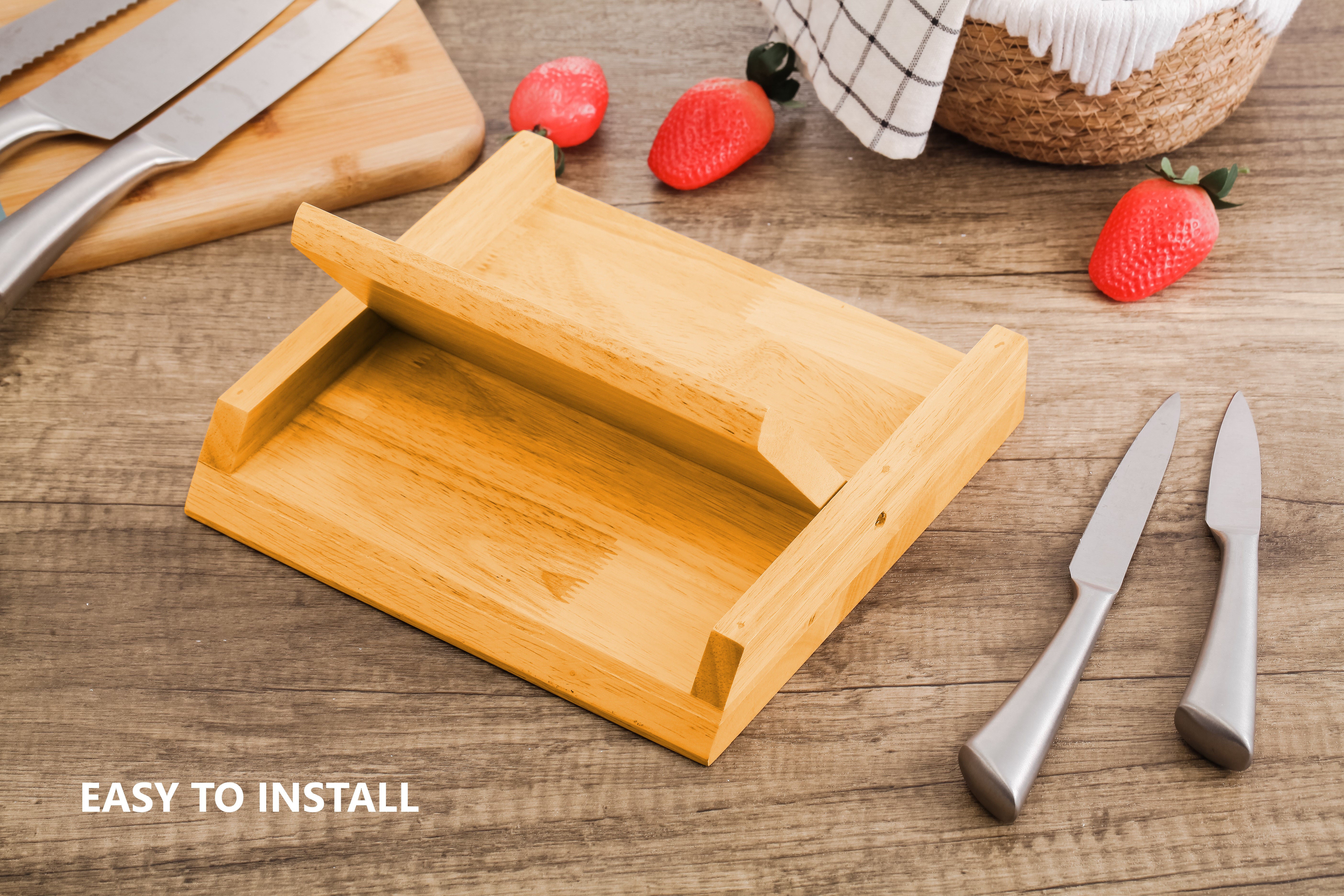 Kitchen Knives: Natural Bamboo Magnetic Knife Block Holder with Strong Magnets for Home Kitchen Storage & Organisation