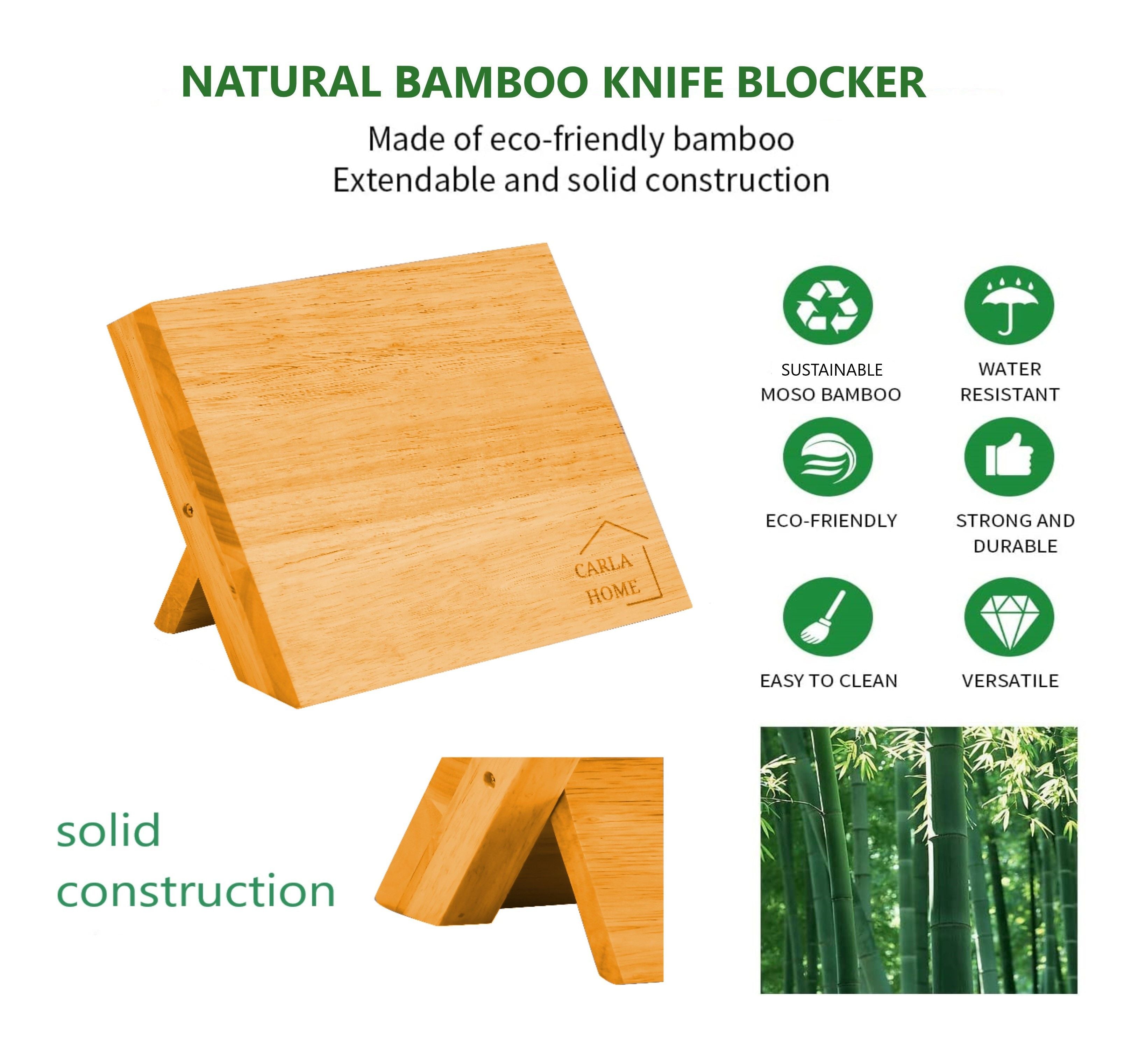 Kitchen Knives: Natural Bamboo Magnetic Knife Block Holder with Strong Magnets for Home Kitchen Storage & Organisation
