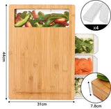 Kitchen Utensils: Large Bamboo Cutting Board and 4 Containers with Mobile Holder gift included for Home Kitchen