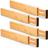 Kitchen & Bathroom DIY: 4 Pack Bamboo Adjustable Kitchen Drawer Dividers (Large, 44-55 cm)