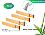 Kitchen & Bathroom DIY: 4 Pack Bamboo Adjustable Kitchen Drawer Dividers (Large, 44-55 cm)