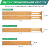 Kitchen & Bathroom DIY: 4 Pack Bamboo Adjustable Kitchen Drawer Dividers (Large, 44-55 cm)