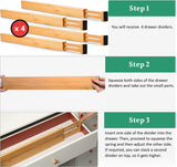 Kitchen & Bathroom DIY: 4 Pack Bamboo Adjustable Kitchen Drawer Dividers (Large, 44-55 cm)