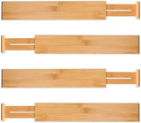 Kitchen & Bathroom DIY: 4 Pack Bamboo Adjustable Kitchen Drawer Dividers (Large, 44-55 cm)