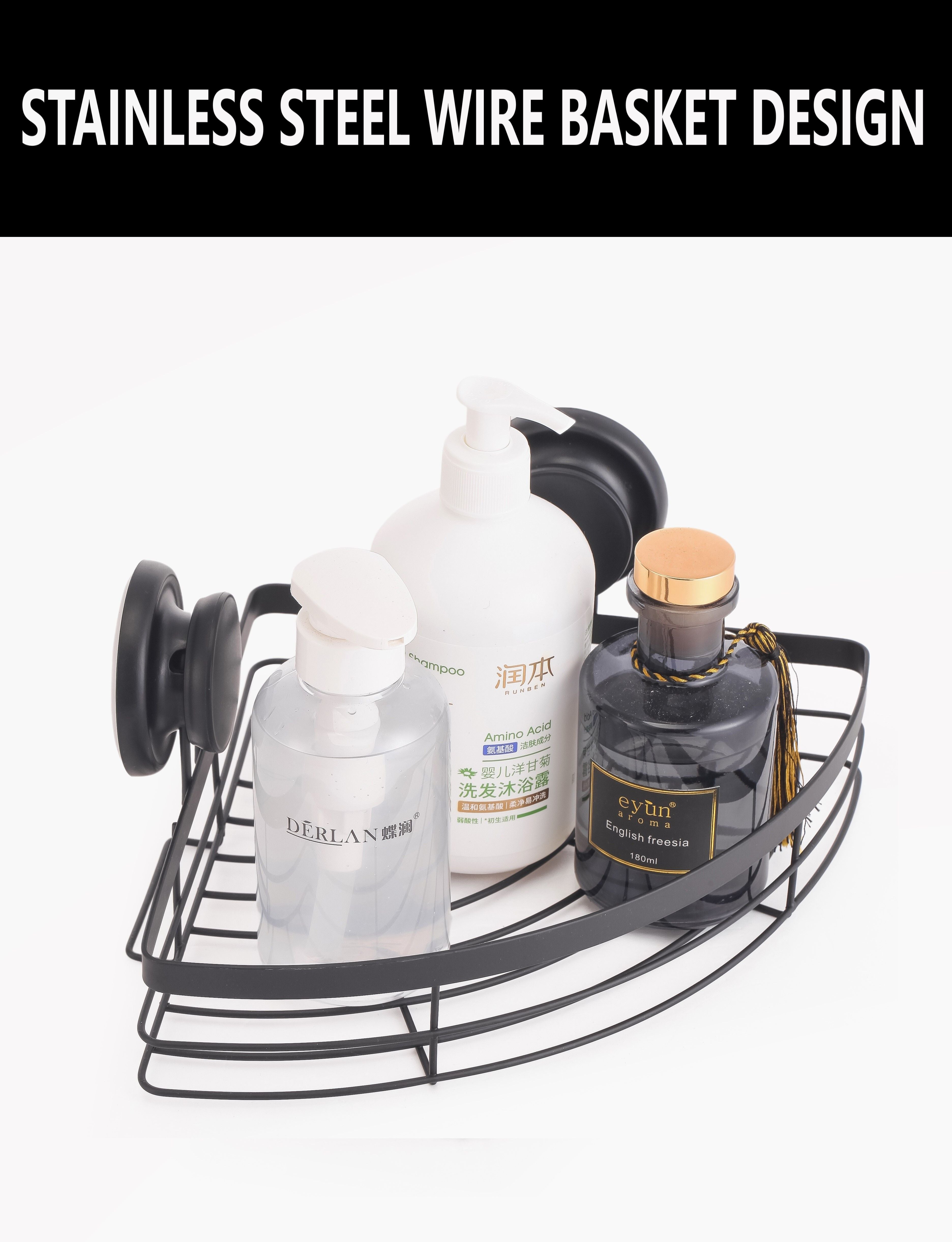 Kitchen & Bathroom DIY: 2 Pack Round Corner Shower Caddy Shelf Basket Rack with Premium Vacuum Suction Cup No-Drilling for Bathroom and Kitchen