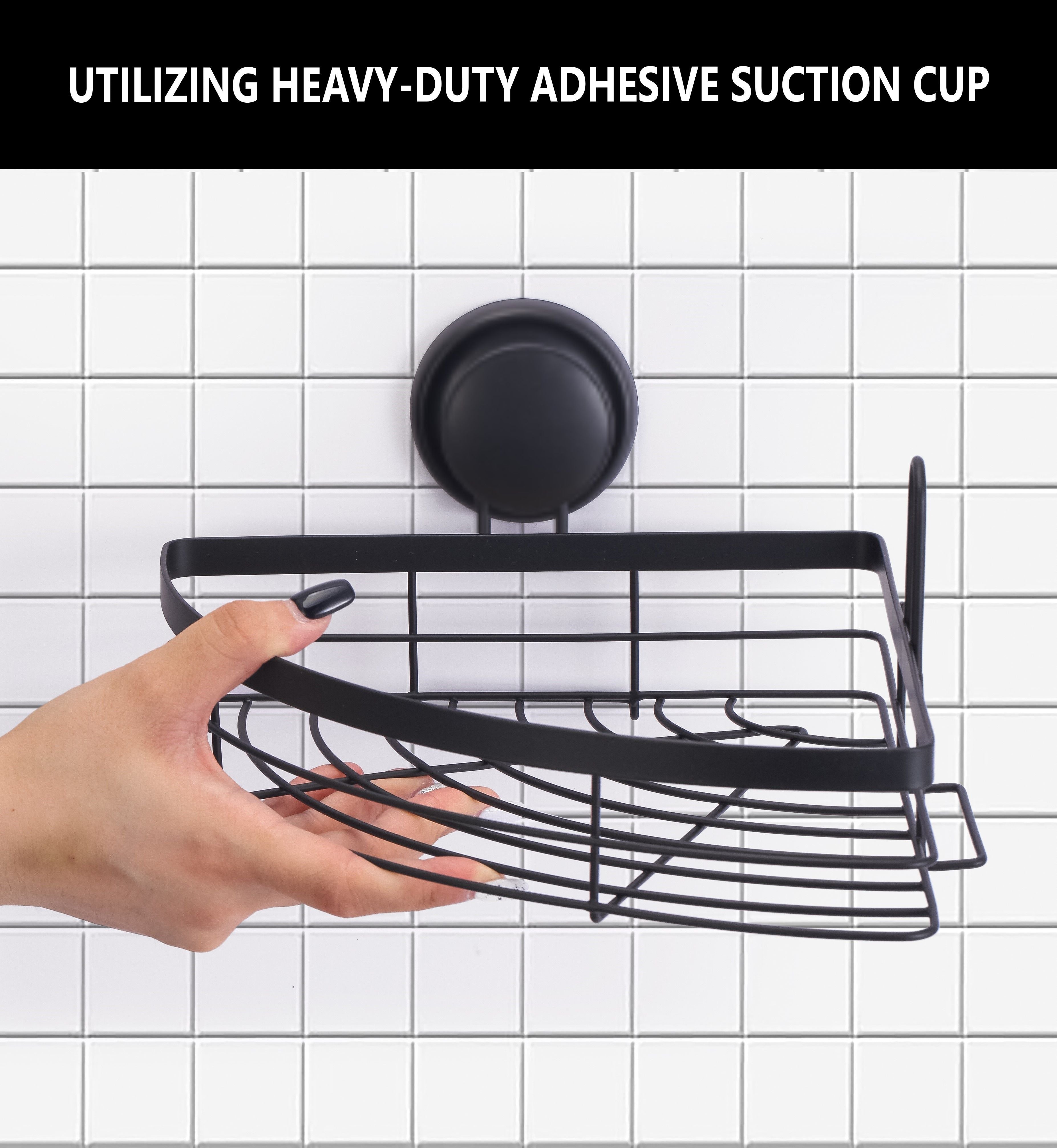 Kitchen & Bathroom DIY: 2 Pack Round Corner Shower Caddy Shelf Basket Rack with Premium Vacuum Suction Cup No-Drilling for Bathroom and Kitchen