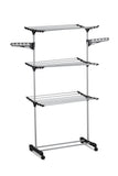 Kitchen & Bathroom DIY: Folding 3 Tier Clothes Laundry Drying Rack with Stainless Steel Tubes for Indoor & Outdoor Home
