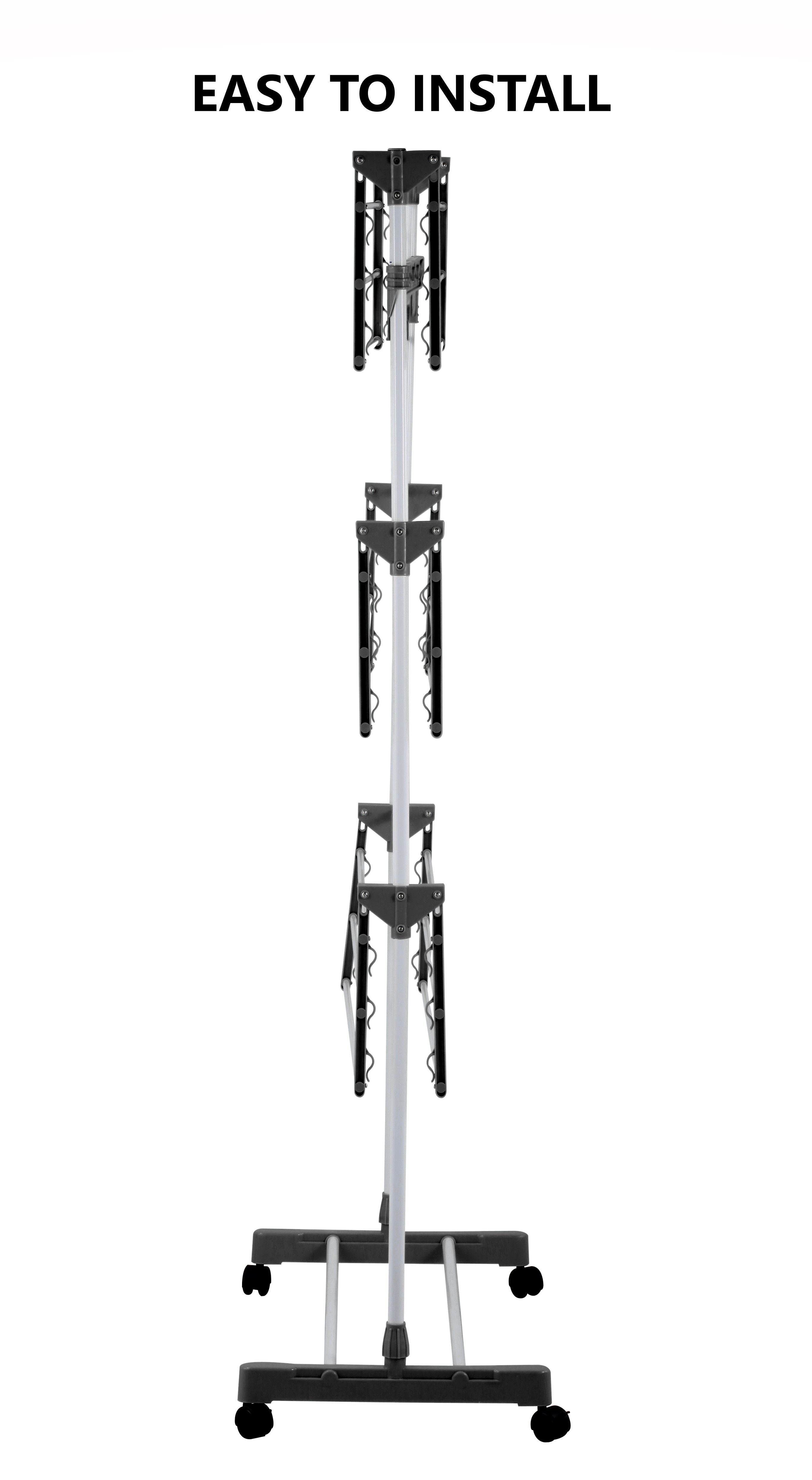 Kitchen & Bathroom DIY: Folding 3 Tier Clothes Laundry Drying Rack with Stainless Steel Tubes for Indoor & Outdoor Home