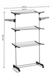 Kitchen & Bathroom DIY: Folding 3 Tier Clothes Laundry Drying Rack with Stainless Steel Tubes for Indoor & Outdoor Home