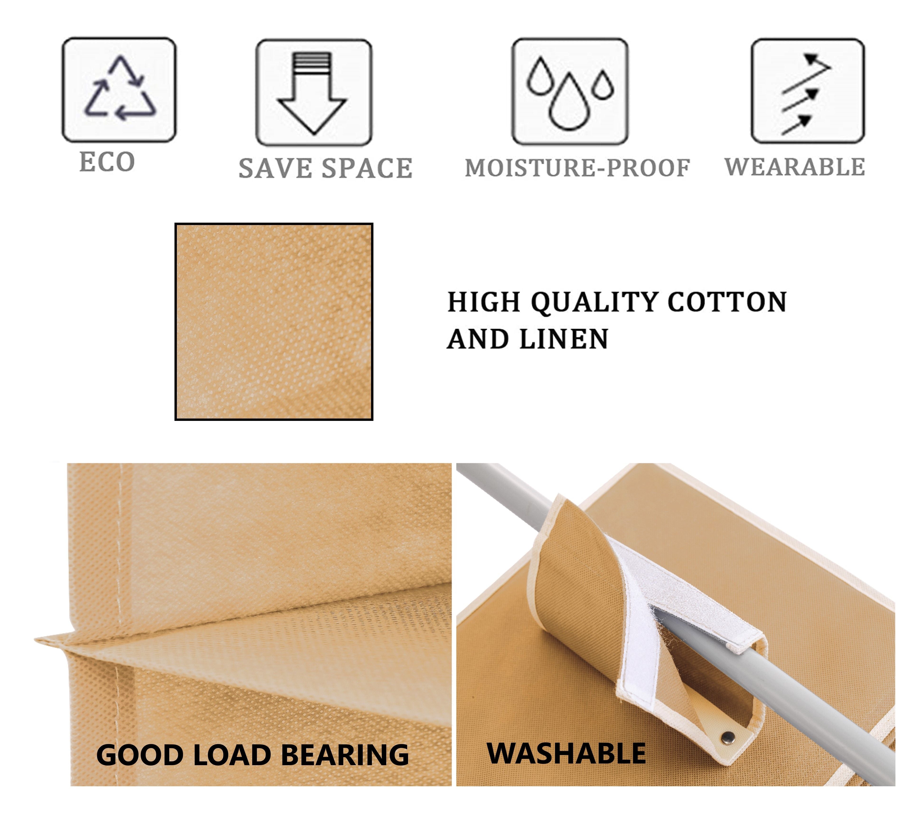 Clothing & Wardrobe Storage: 5 Tier Shelf Hanging Closet Organizer and Storage for Clothes (Beige)