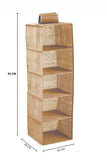 Clothing & Wardrobe Storage: 5 Tier Shelf Hanging Closet Organizer and Storage for Clothes (Beige)