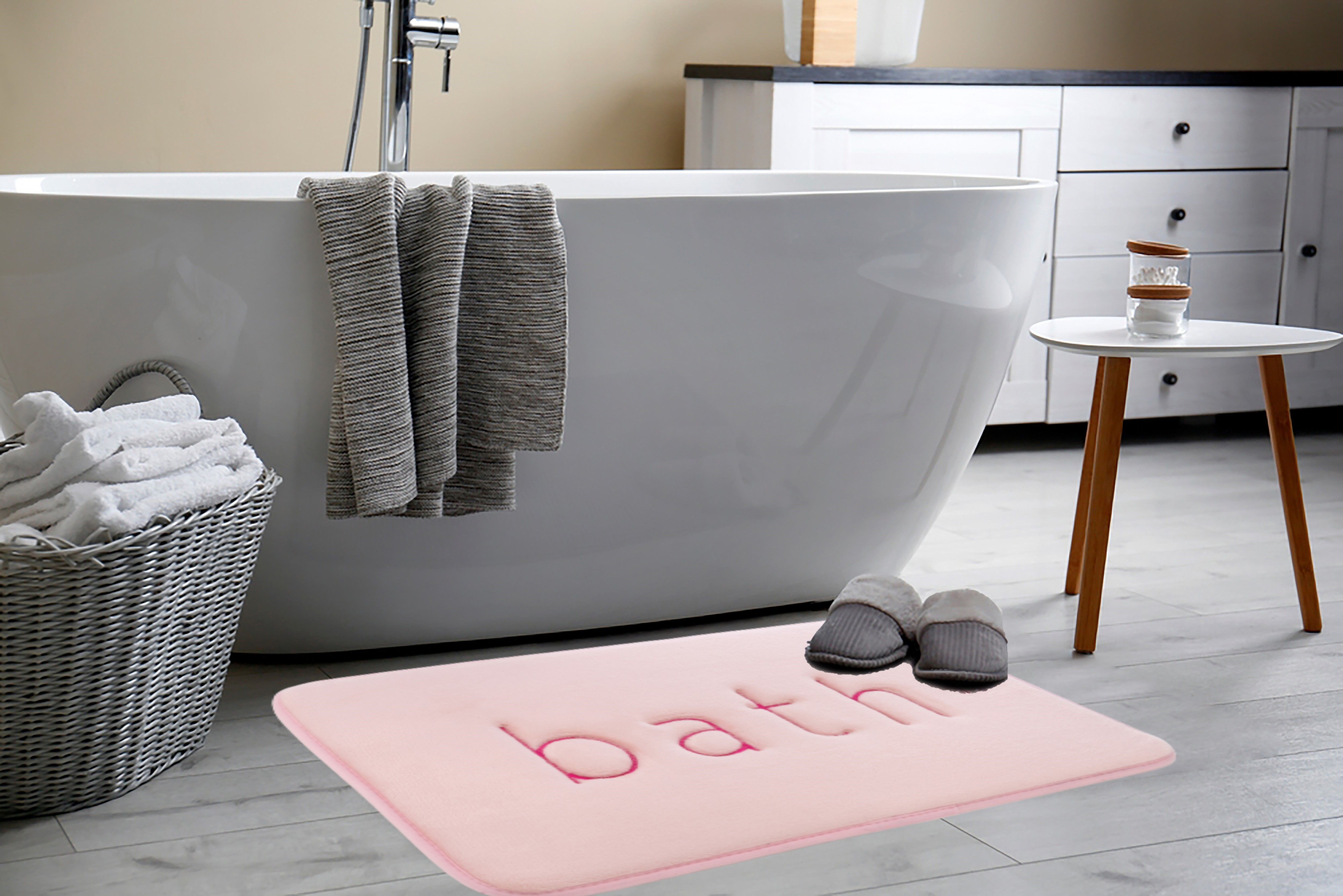 Dog Beds: Extra Thick Memory Foam & Super Comfort Bath Rug Mat for Bathroom (60 x 40 cm, Pink)