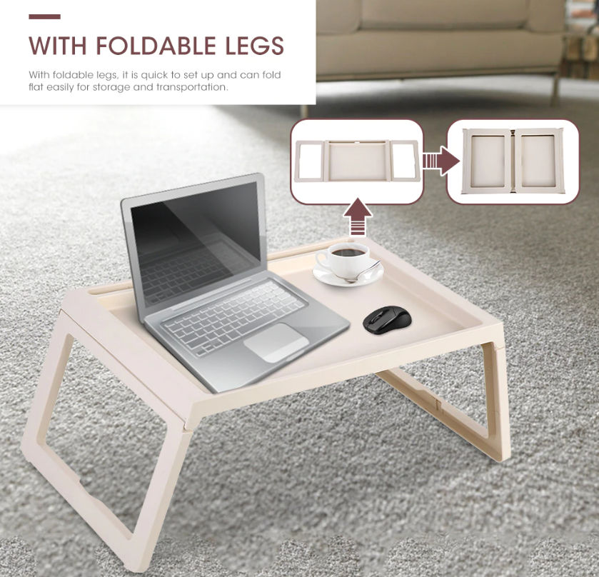 Laptop Stands: Multifunction Laptop Bed Desk with foldable legs for Home Office (White)