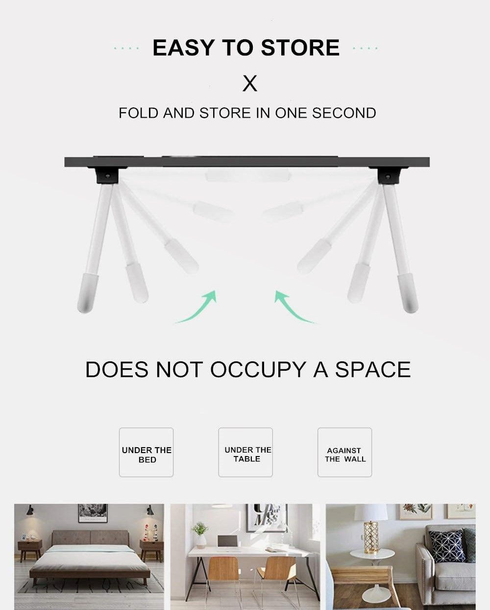 Desks: Laptop Bed Desk with Storage and foldable legs for Adults, Kids & Home Office