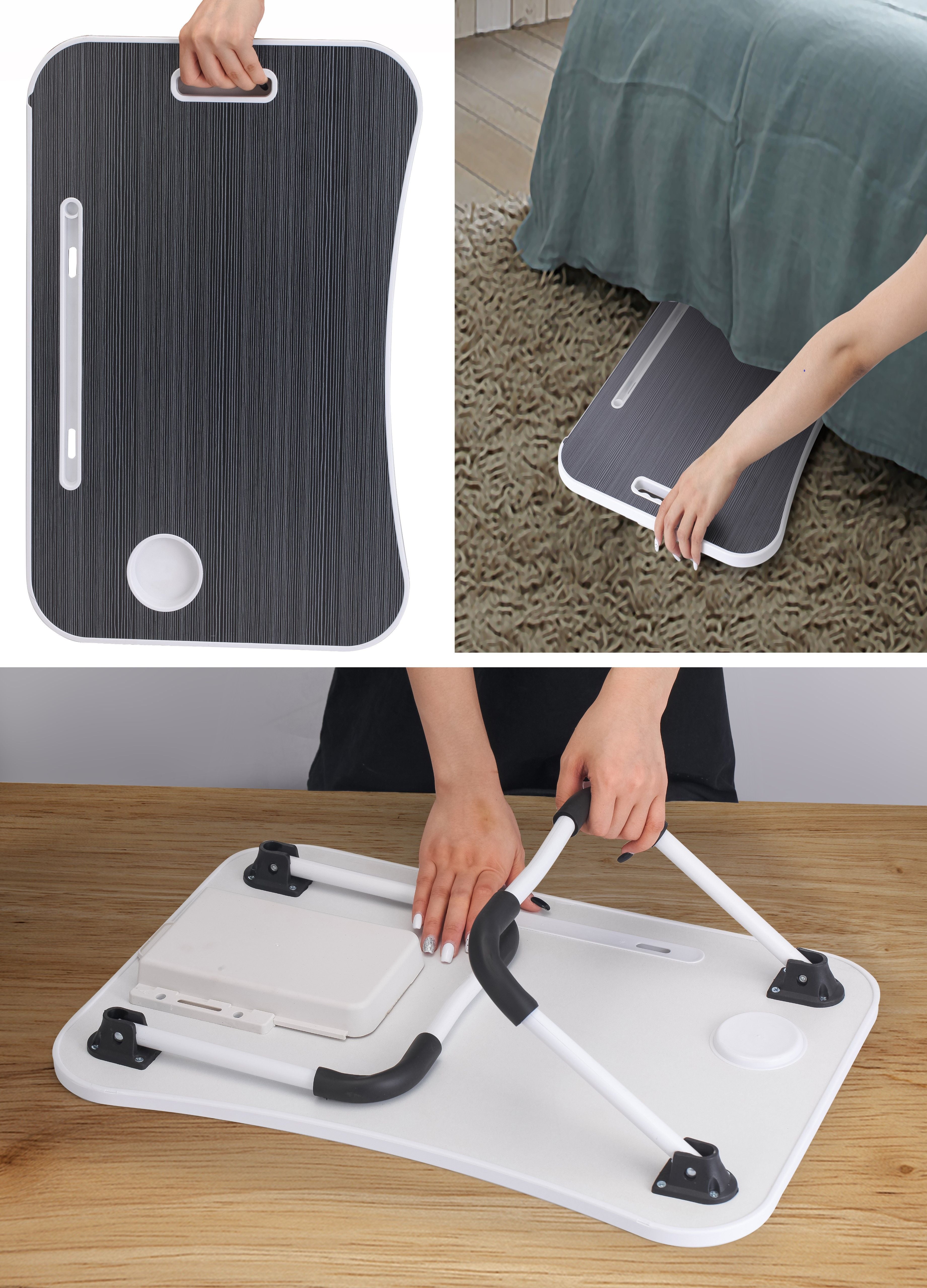 Desks: Laptop Bed Desk with Storage and foldable legs for Adults, Kids & Home Office