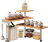 Kitchen & Bathroom DIY: CARLA HOME 3 Tier Corner Shelf Kitchen Spice Rack Organiser with Hooks for Home Storage & Organisation