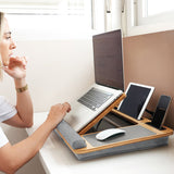 Laptop Stands: CARLA HOME Bamboo Laptop Lap Desk with Cushion and Angle Adjustable for Office and Home