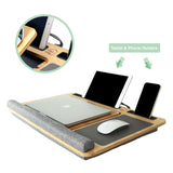 Laptop Stands: CARLA HOME Bamboo Laptop Lap Desk with Cushion and Angle Adjustable for Office and Home