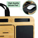 Laptop Stands: CARLA HOME Bamboo Laptop Lap Desk with Cushion and Angle Adjustable for Office and Home