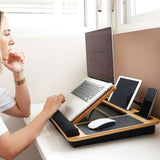Laptop Stands: CARLA HOME Bamboo Laptop Lap Desk with Cushion, Angle Adjustable and Sleeve Case Bag for Office and Home